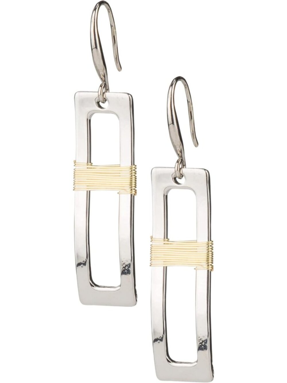 Unique Handmade Two-Tone Earrings | Mixed Shape Wire Wrapped Jewelry